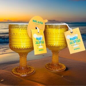Goodies NWT 2 Mango Jalapeño Margarita Scented Candles Rust Hob Knob Glass